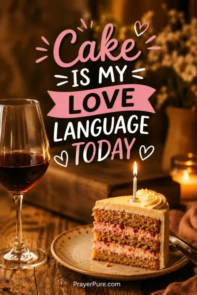 Cake, Wine & Treats Funny Birthday Captions for Yourself