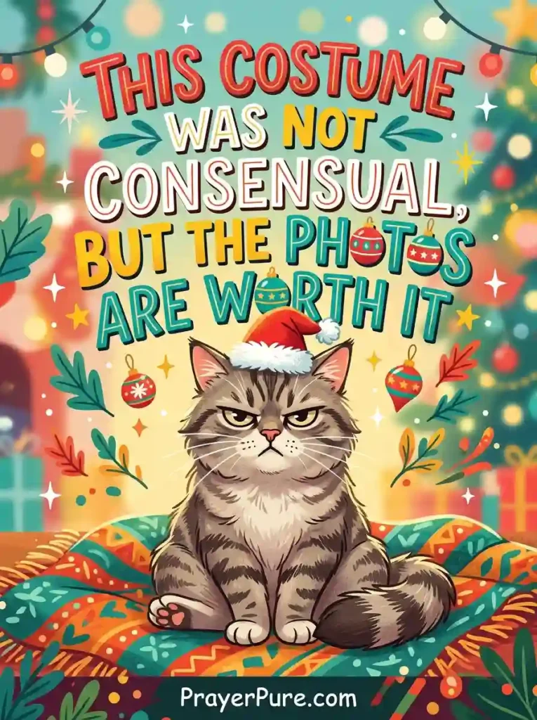 Christmas Cat Captions About Santa Hats and Costumes