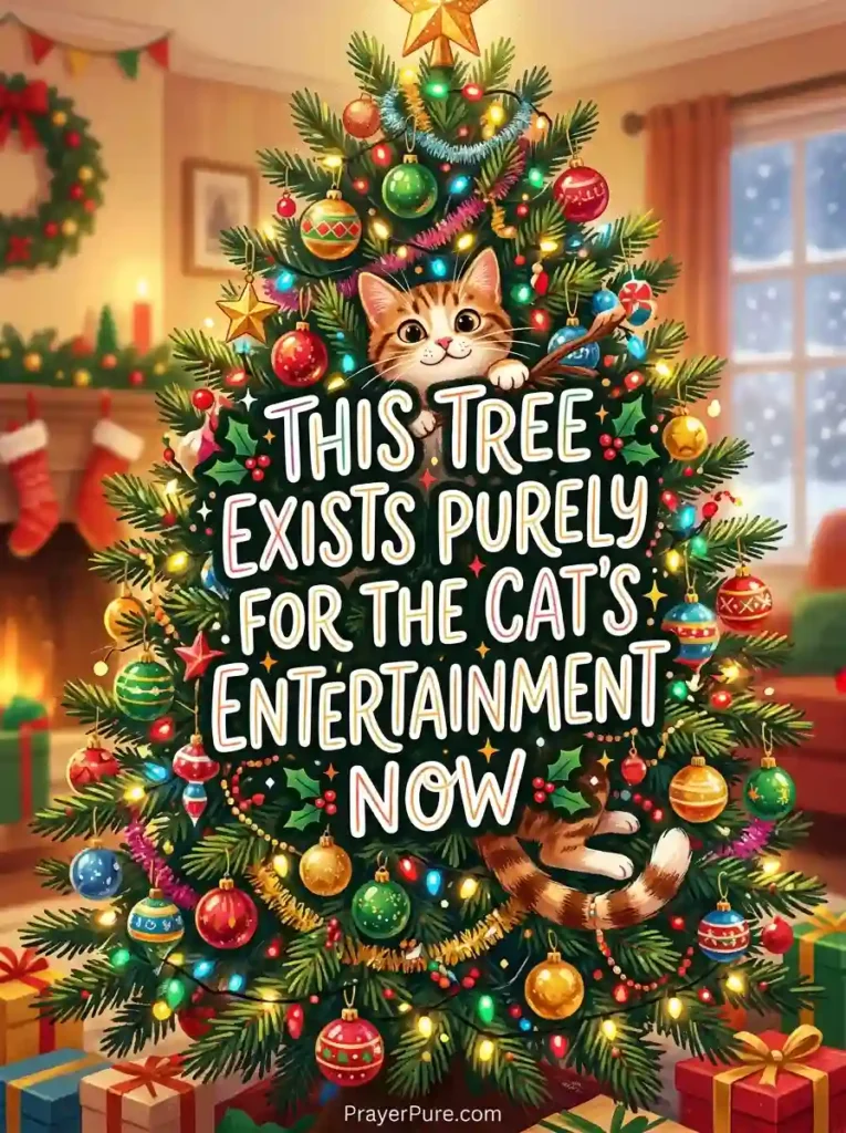 Christmas Cat Captions About the Tree