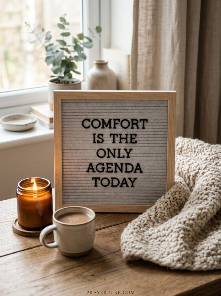Snow Letter Board Quotes About Hygge and Comfort